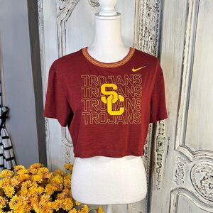 GO TROJANS Nike Women's Red and Gold Trojans Crop Top